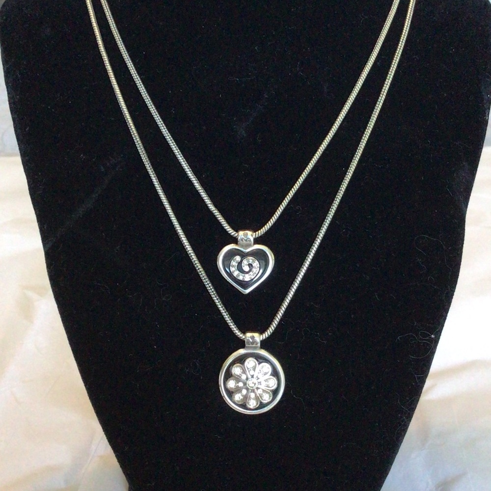 Brighton Silver Heart and Floral Pendant Necklace